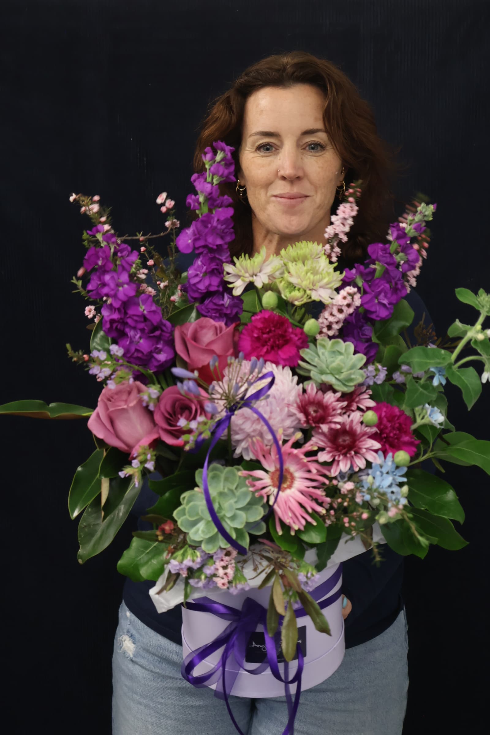 Real Hatbox | Mellow Meadow order made by Amy's Flowers
