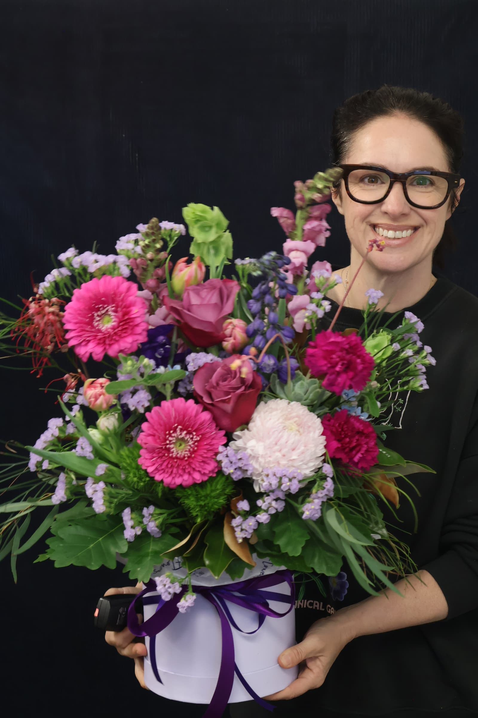 Real Hatbox | Mellow Meadow order made by Amy's Flowers
