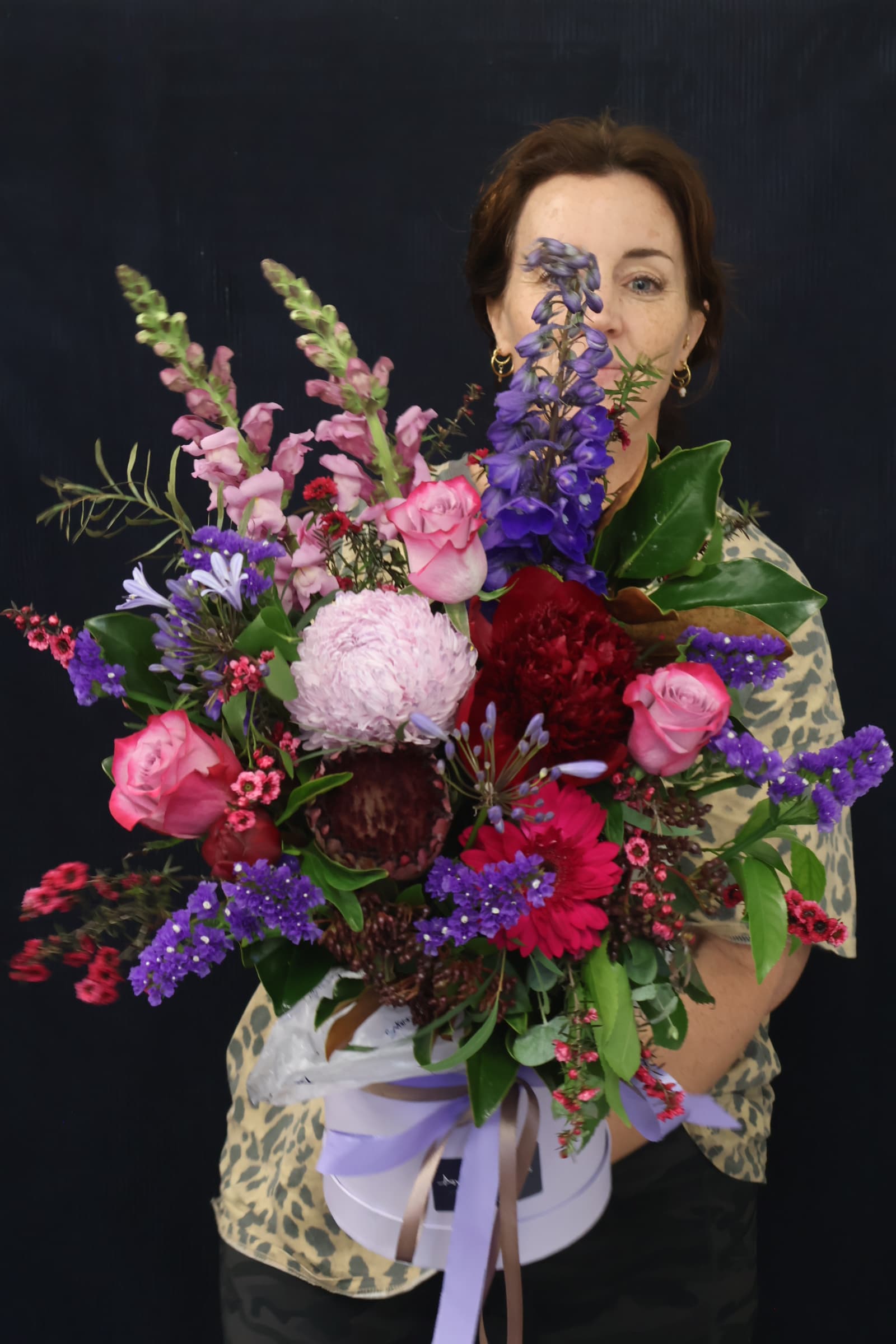 Real Hatbox | Mellow Meadow order made by Amy's Flowers